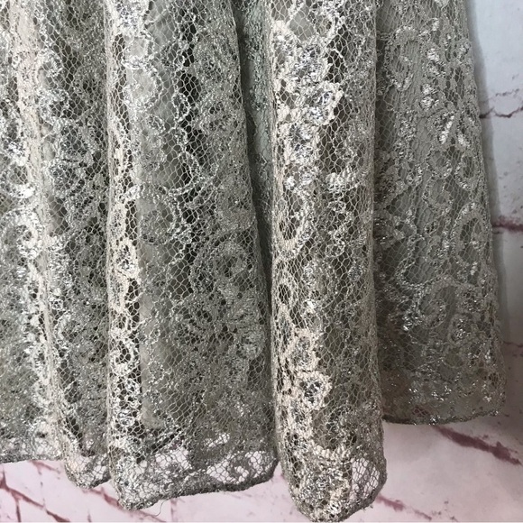 ADRIANNA PAPELL Silver Lace Overlay Fit & Flare Minidress Size 4 PETITE - Picture 13 of 16